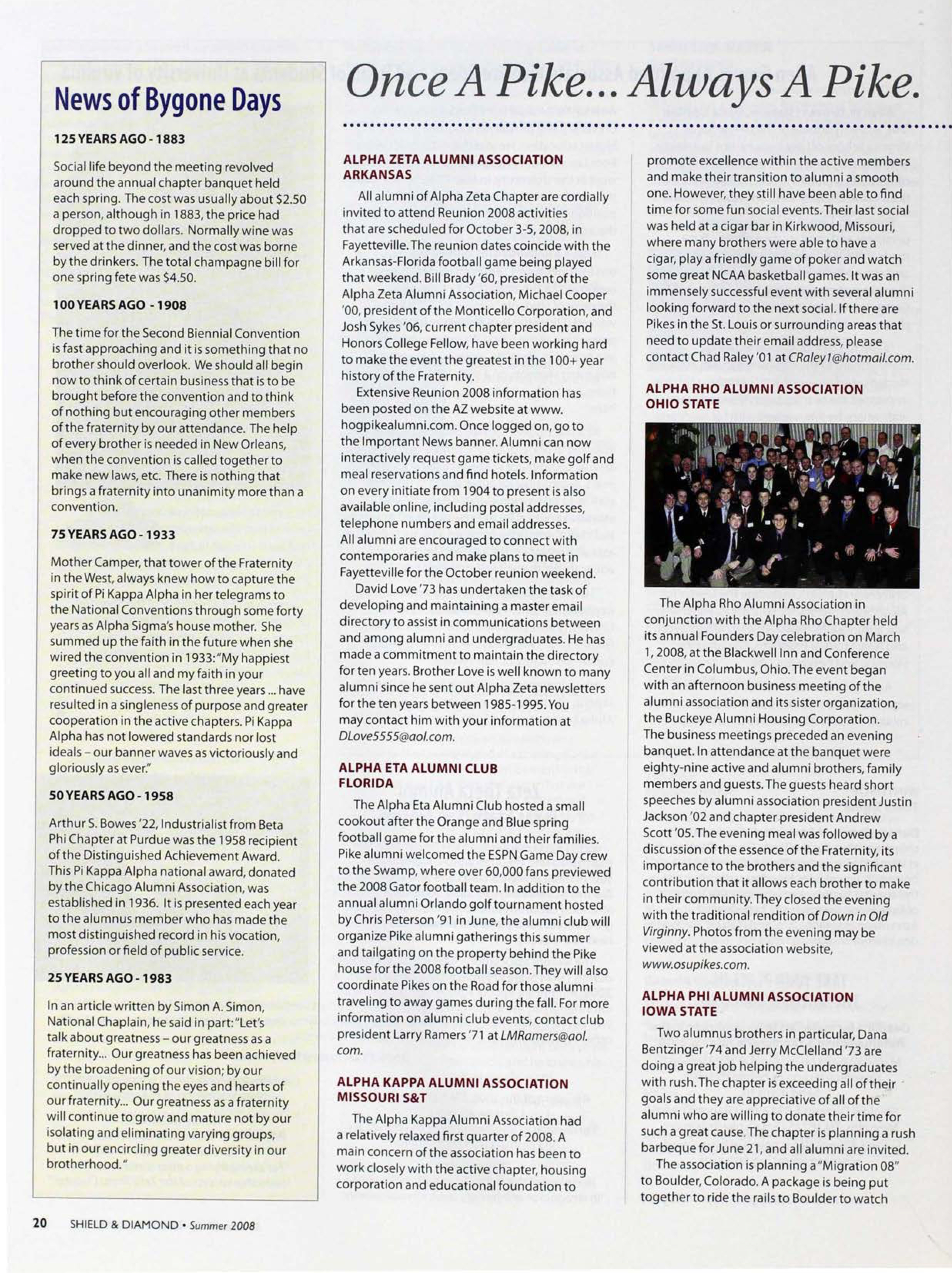 Alumni Association News: Once A Pike... Always A Pike